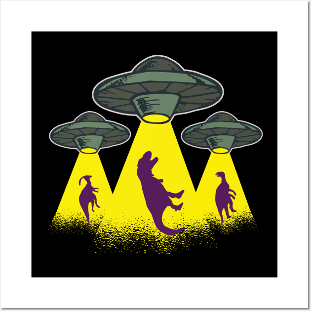 Dinosaurs and UFOs Wall Art by Imaginariux